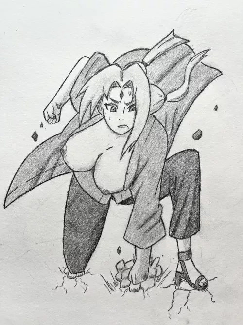 Tsunade’s might and beauty (Drawn by me)
