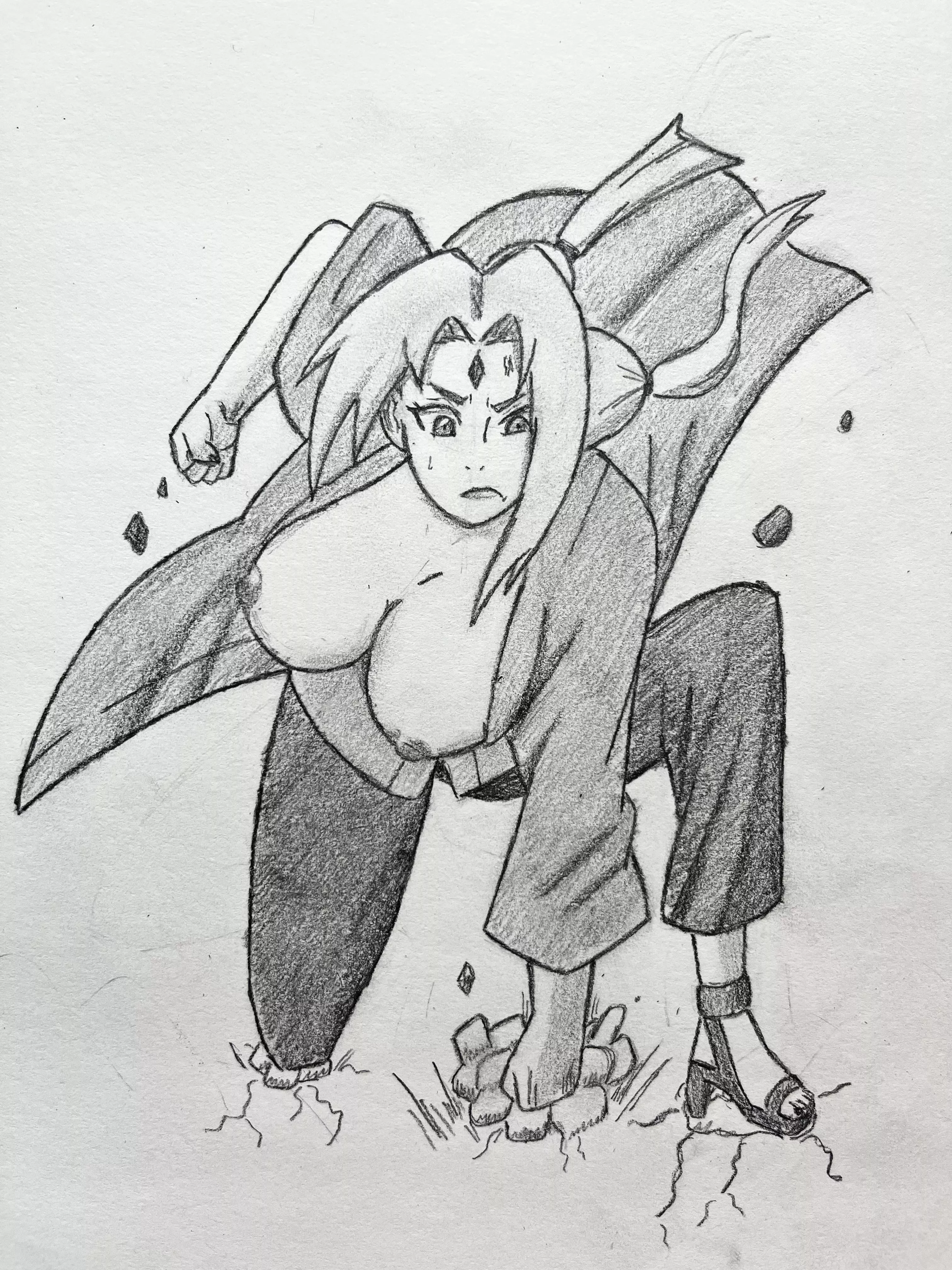 Tsunade’s might and beauty (Drawn by me)