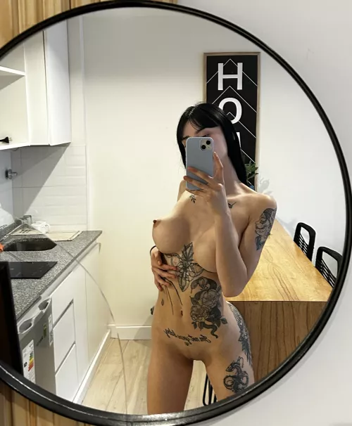 Would you fuck me in the kitchen if you caught me naked taking pictures in front of the mirror?