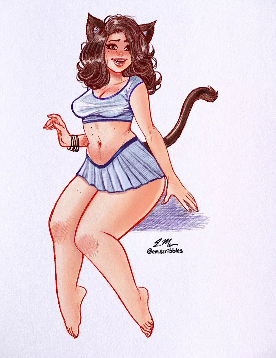 Catgirl, by @em_scribbles