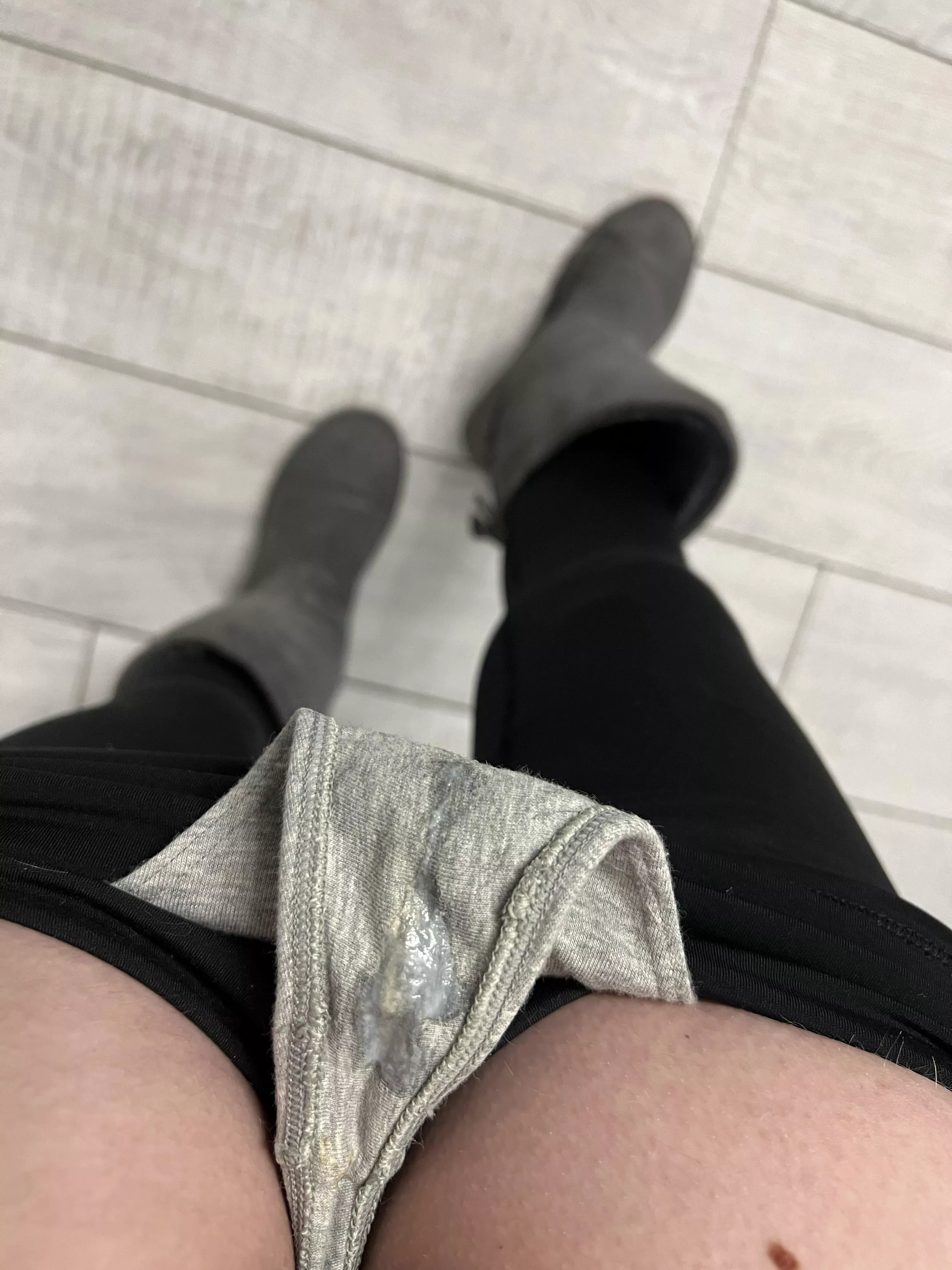 Creamy Mornings Are My Fave, Feeling My Grool Leak Out Of My Shaved Pussy In My Grey CK Thong
