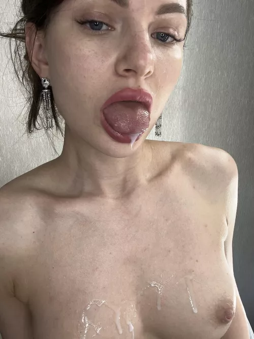 Daddy's warm milk on my body