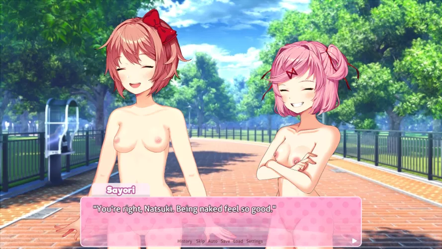 Sayori embracing Nudity