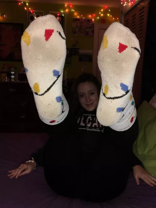 Slightly worn long fuzzy socks!