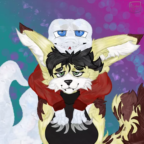 Couple of pals being homies (art by me)