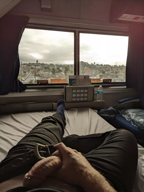 Enjoying the train ride