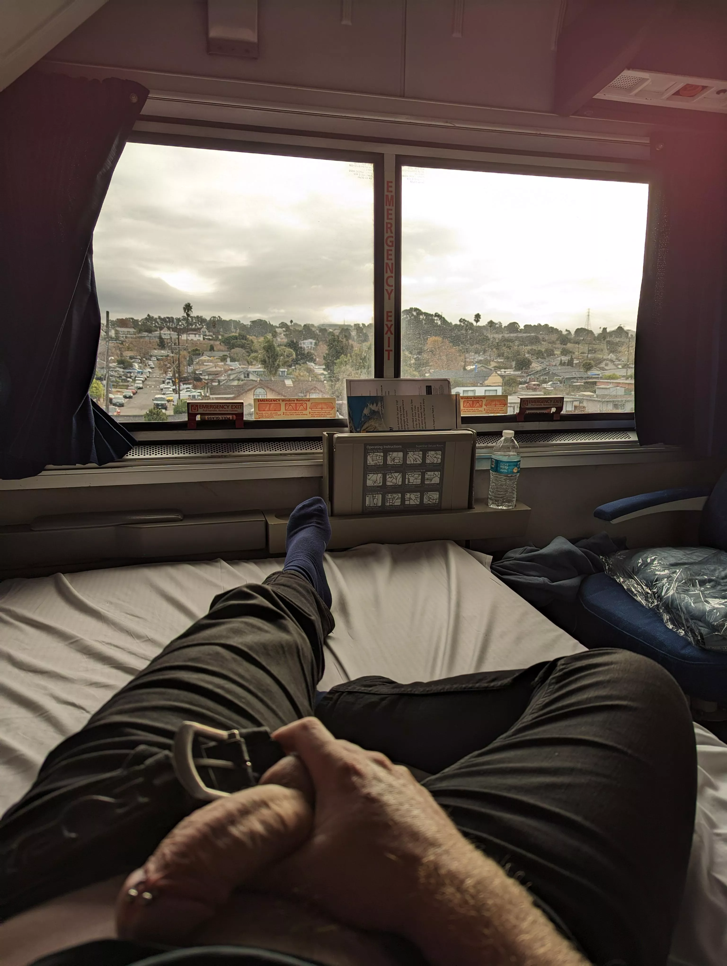 Enjoying the train ride