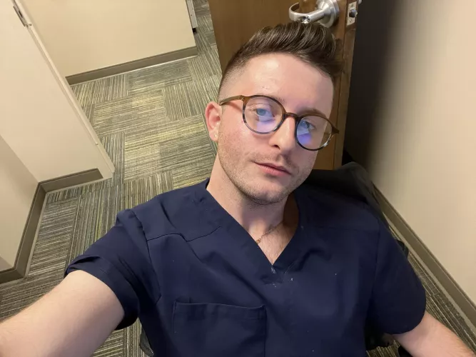 Friday can’t go by any slower (excuse the crap on my scrubs)