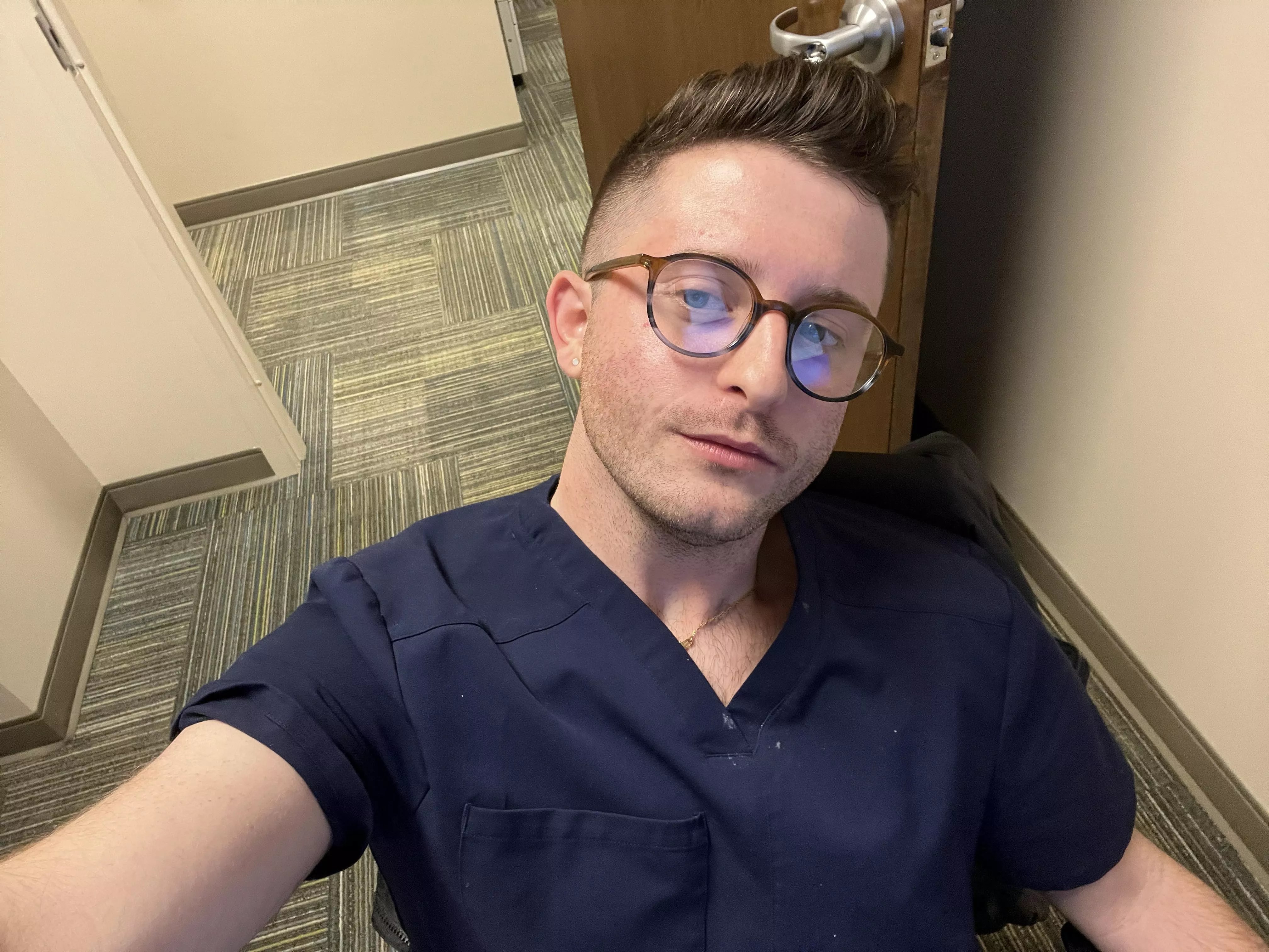 Friday can’t go by any slower (excuse the crap on my scrubs)