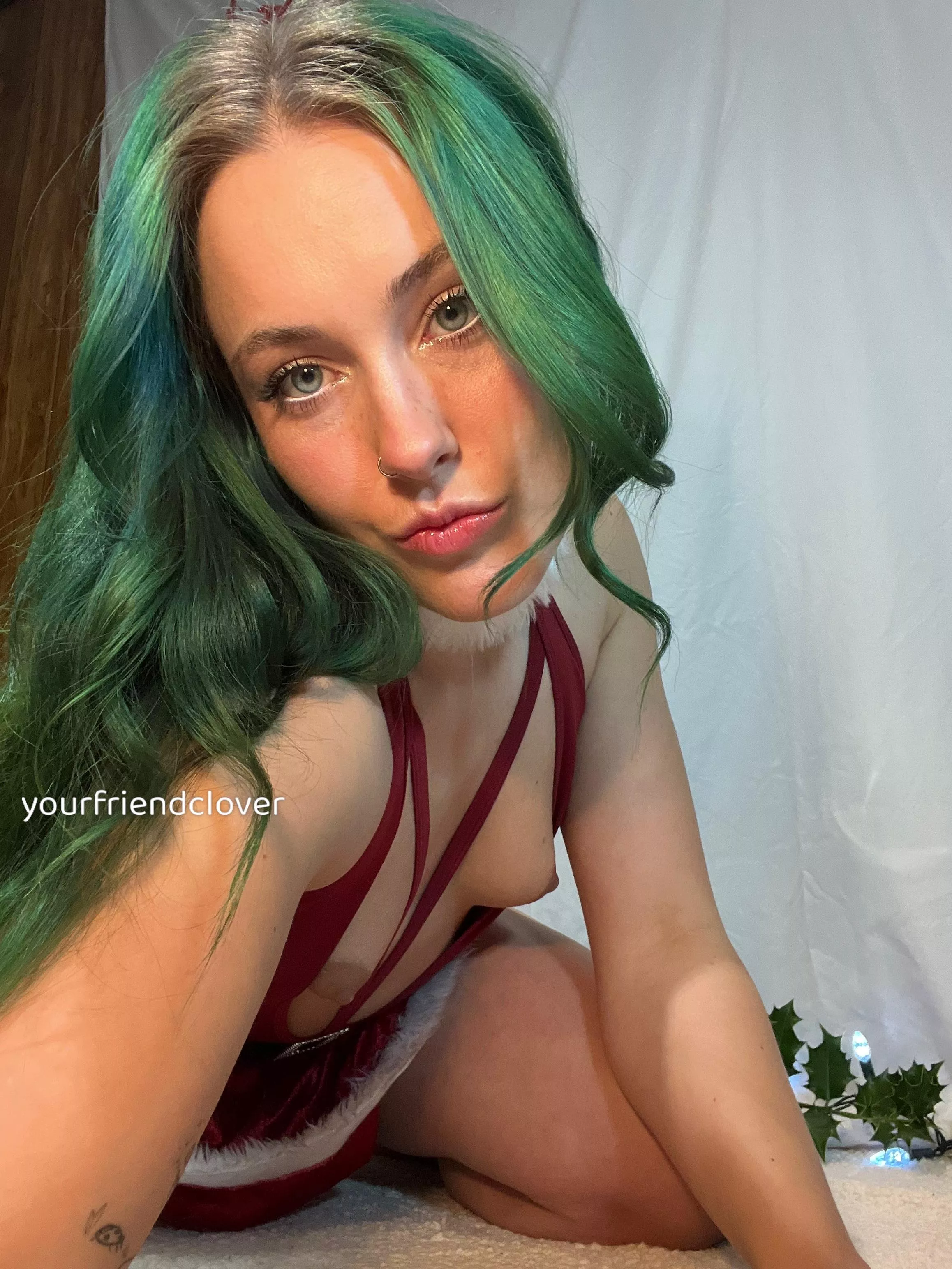 Green, red, and about to be covered in white hehe