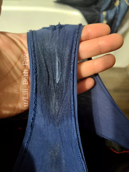 Look how dark this gusset is getting, soaking up every drip of my cream!