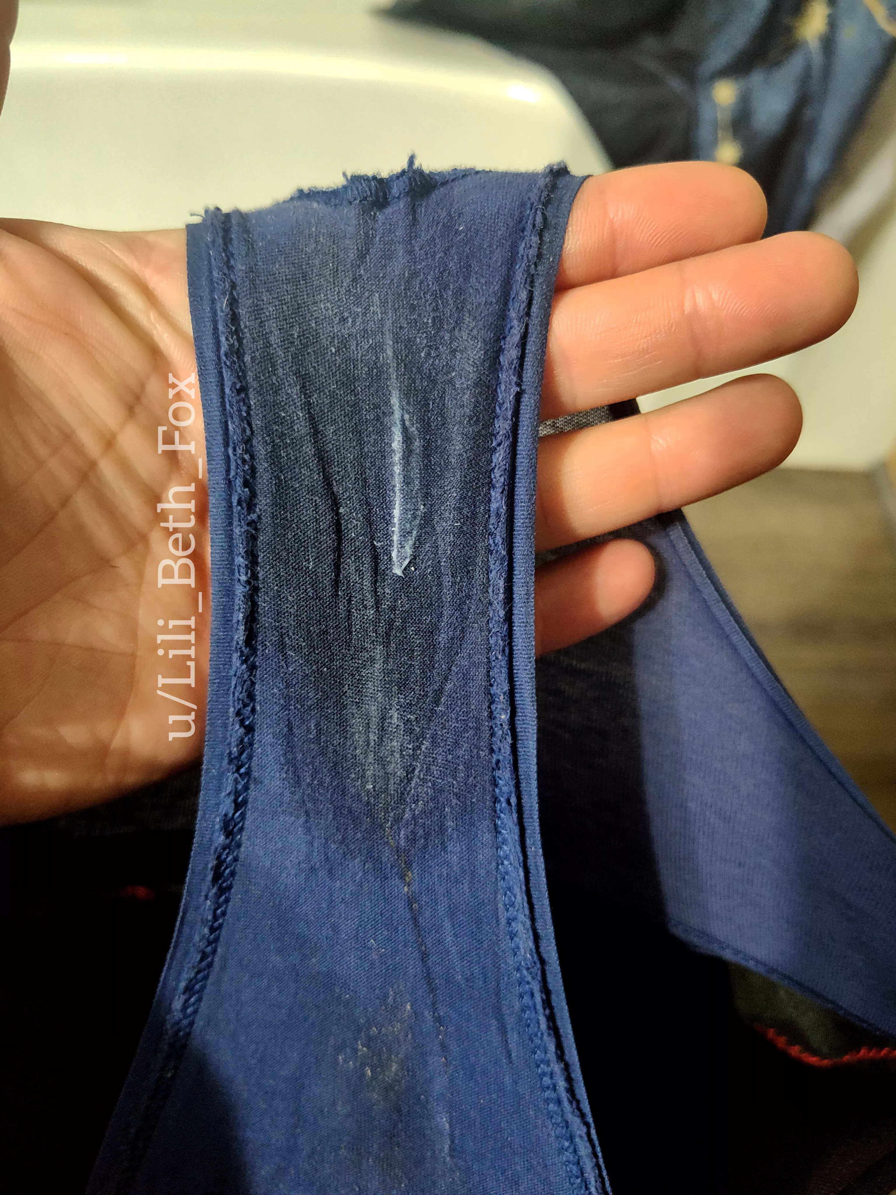 Look how dark this gusset is getting, soaking up every drip of my cream!