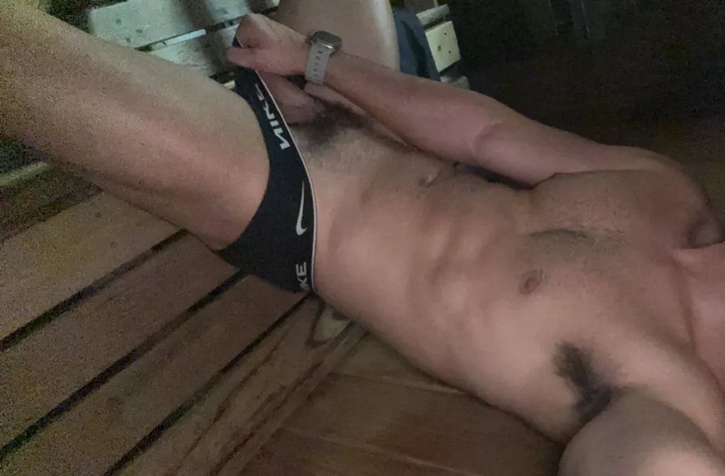 Sweaty on the sauna. Wanna lick it?