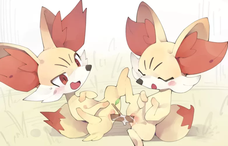 two fennekin playing (youjomodoki) [f]