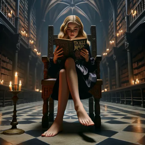 Witch studying the dark arts of tickling