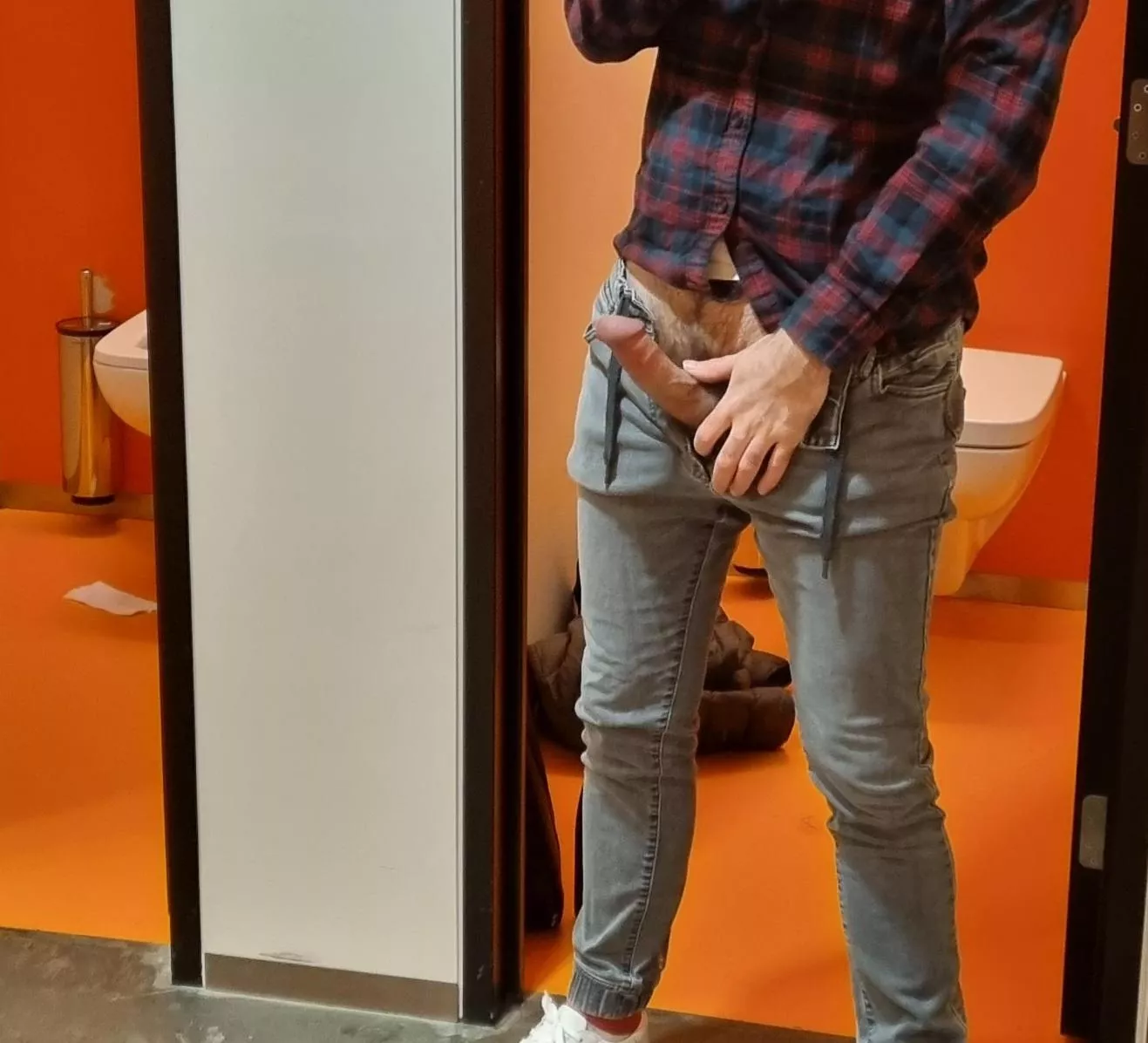 You catch me in the gym bathroom like this