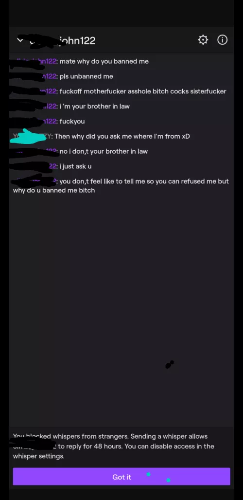 Banned a scammer and got this lol NSFW for language