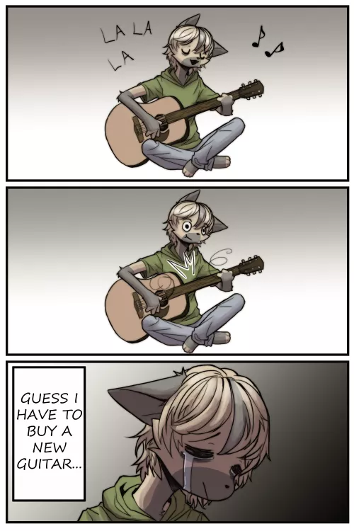 Being too lazy to change strings be like... (art by me)