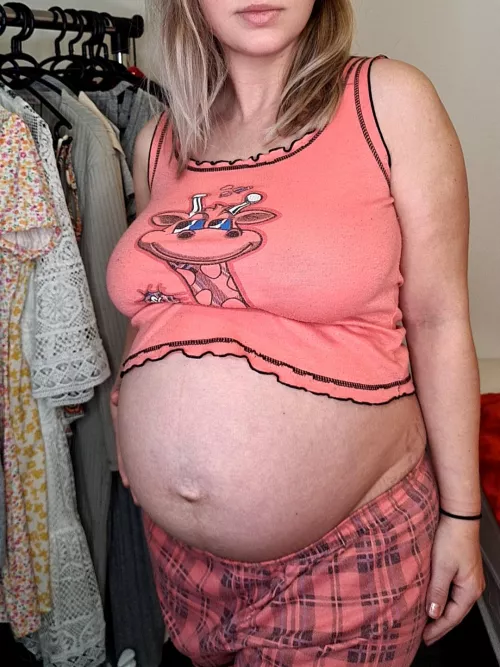 Hope you don't mind seeing my belly bulge out of my pjs!