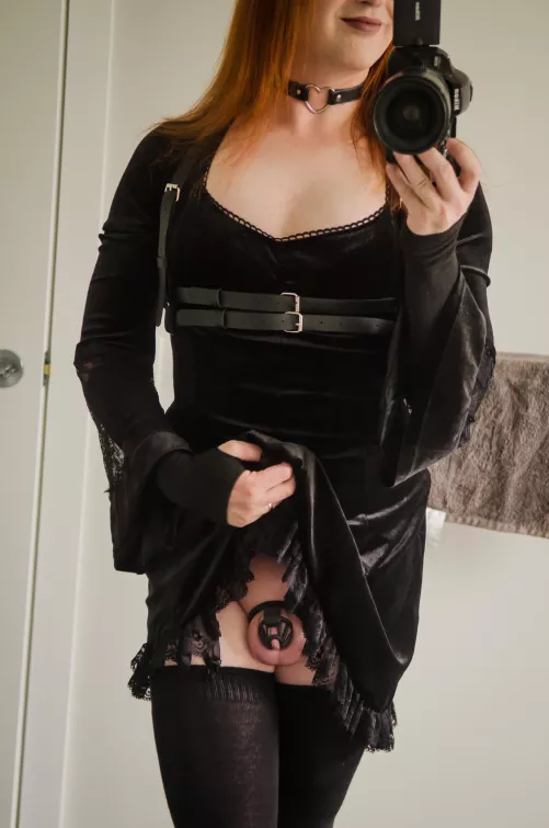 Long dress hiding a small secret