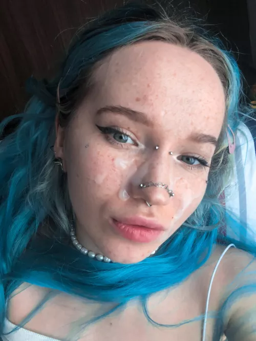 Morning selfies after a deep-throat blow job