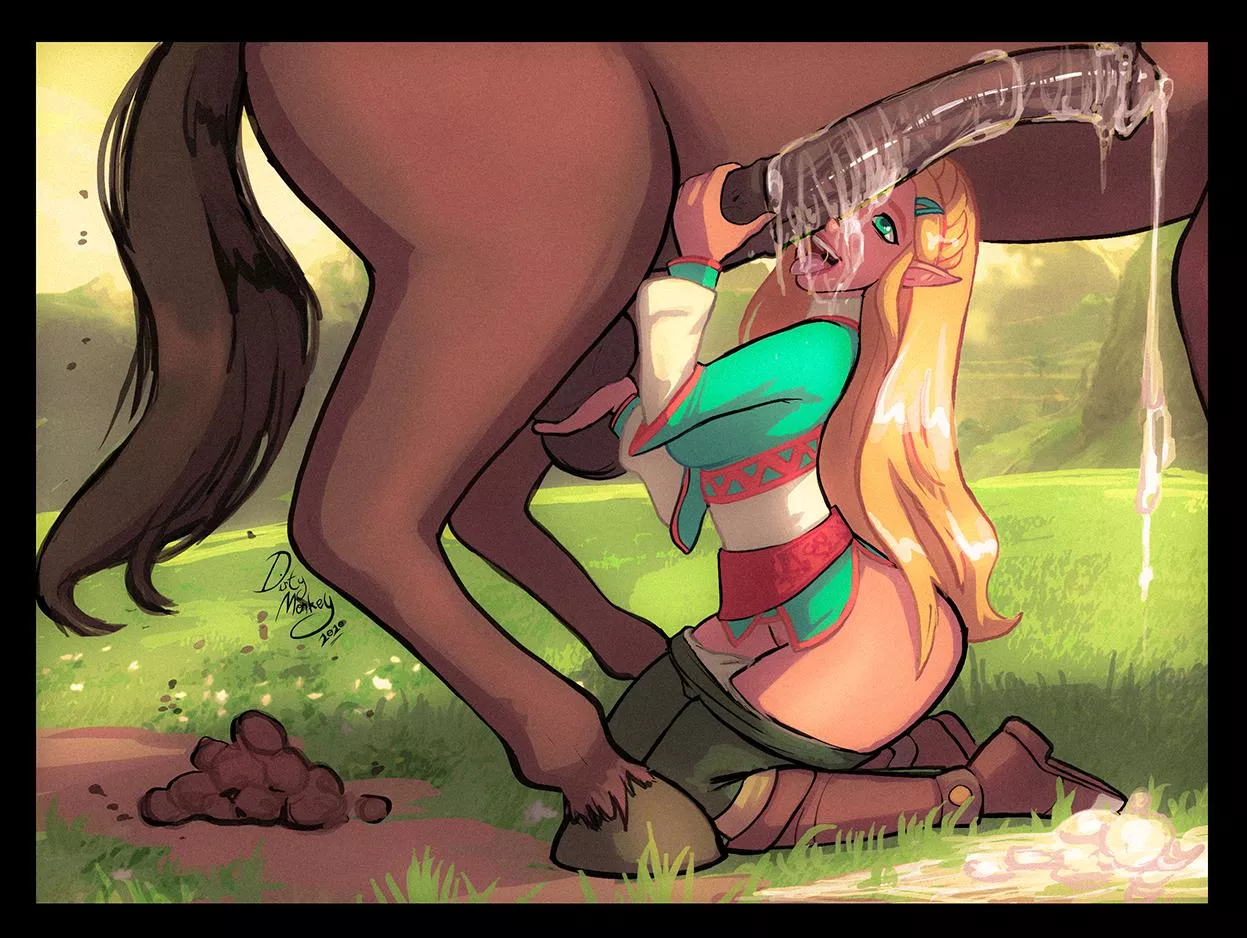 Zelda loves the taste of the big cock of Epona (TheDirtyMonkey)