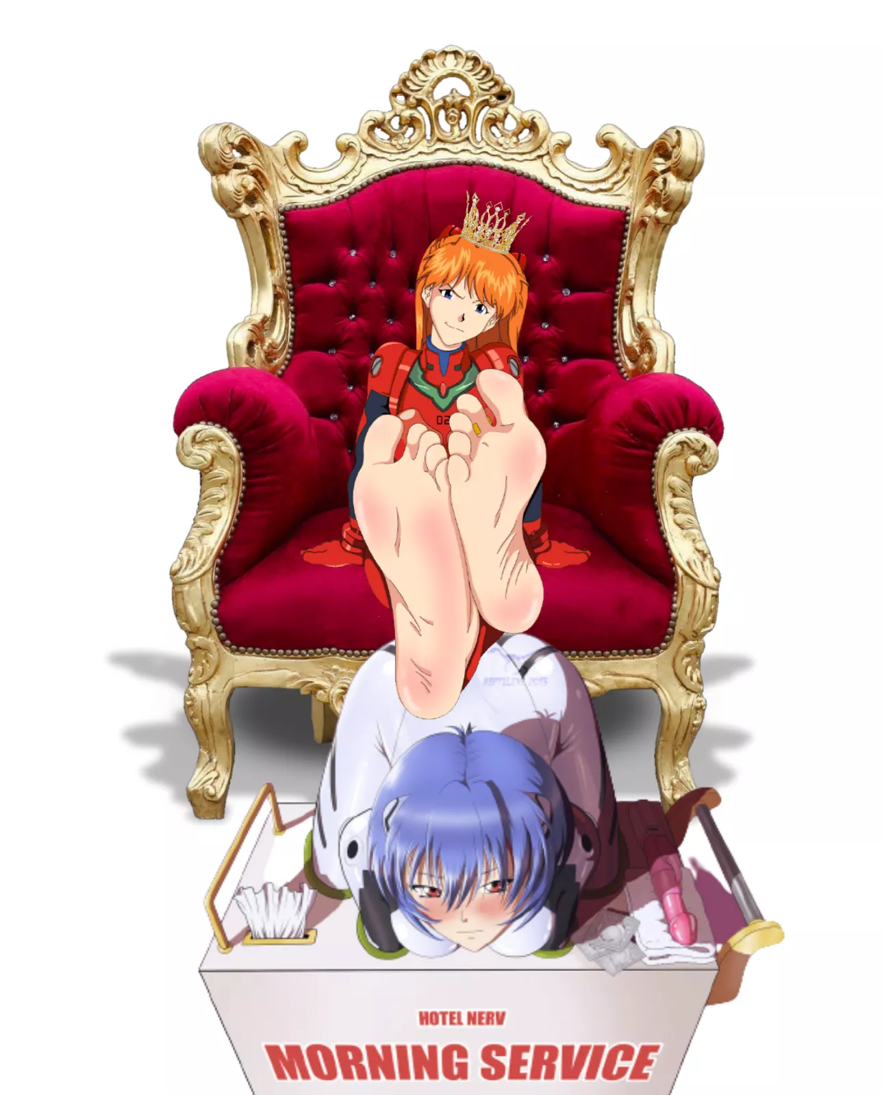 Asuka [Evangelion] relaxing after victory