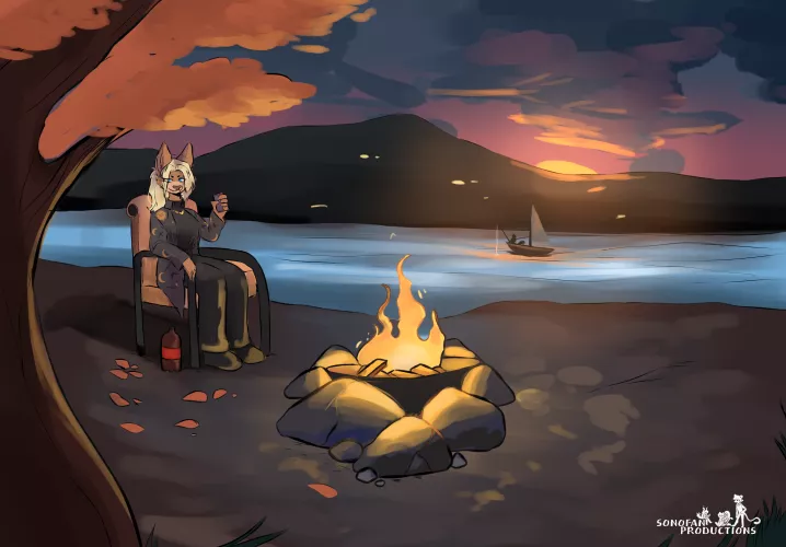 Enjoying the lakeside (art by me)