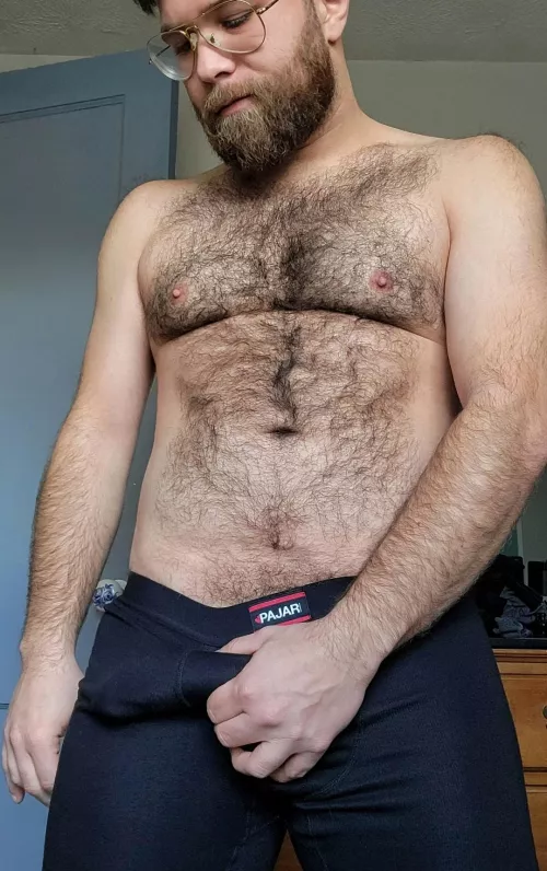 Love being hard in my longjohns