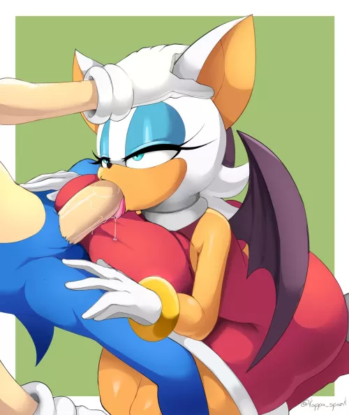 Rouge in Amy’s dress giving a blowjob (kappa spark)
