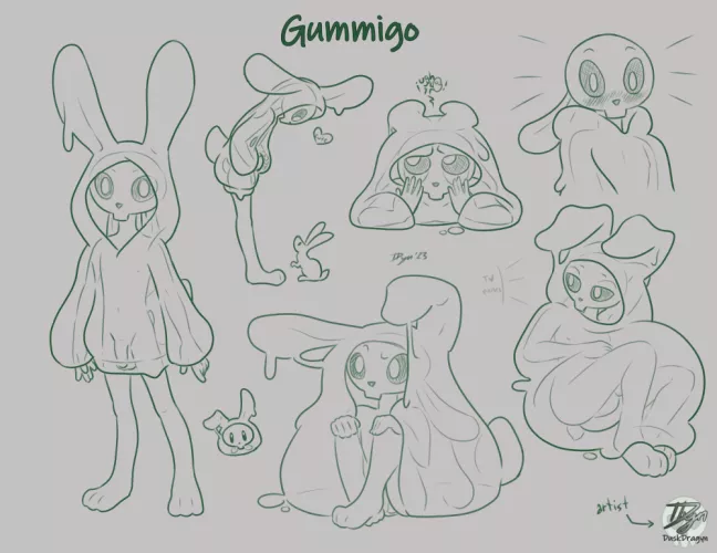 Another commission for Gummigo of his cute bunny-ghost-slime! this time its a personality-focused ref sheet!