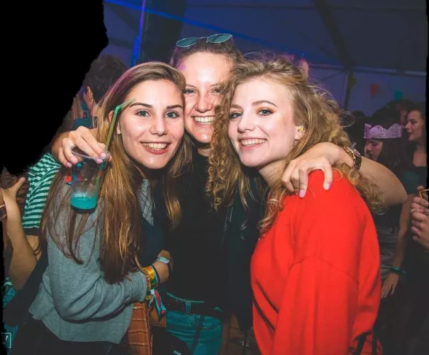 Best friends at a party