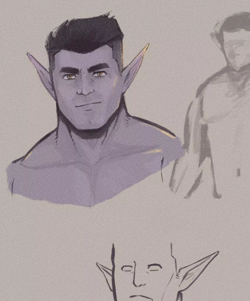 Designing my new d&d character.. I want him to breed me (art by me)