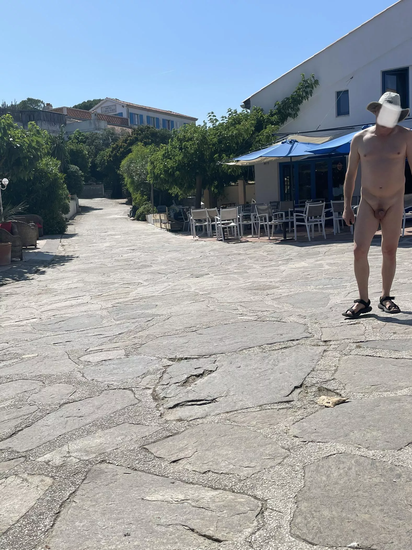 Great naked walk thru the village