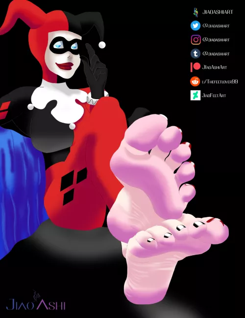 Harley Quinn barefoot (Batman: The Animated Series) [JiaoAshiArt]