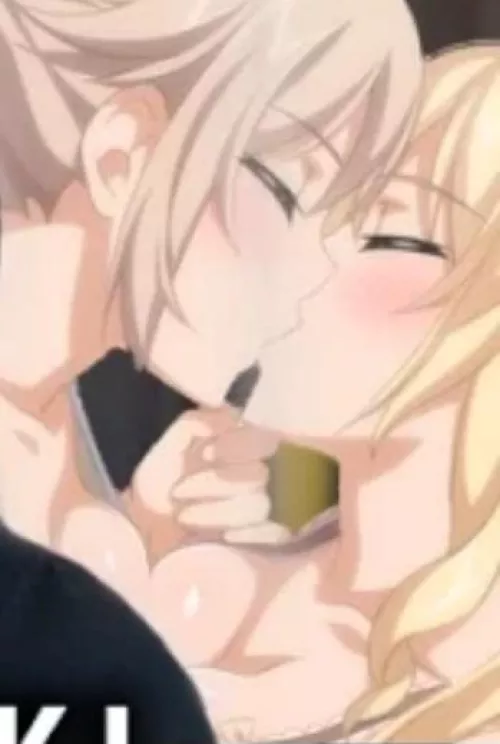 LF color source: 2girls, blonde hair, kissing, eyes closed, breasts pressing, hand on chin, long hair