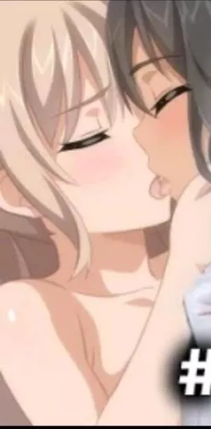LF color source: 2girls, french kissing, blonde hair, brunette hair, eyes closed, dark skin