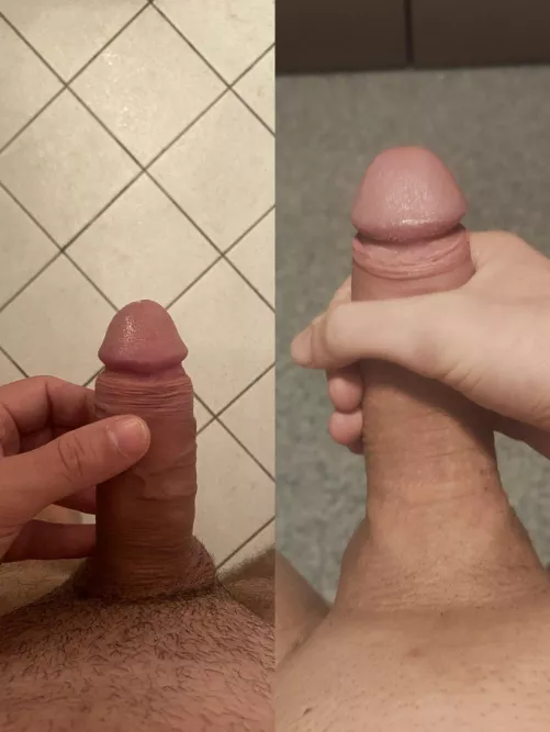 Me 35 year old (Left) compared to u/Skwabbr 18 year old (Right)