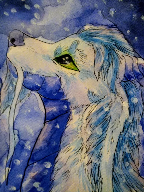 Quick watercolor sketch of my sona Eyfun ( by me)