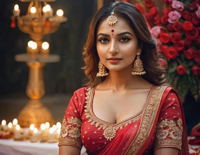 Shabnam Desai in red sari