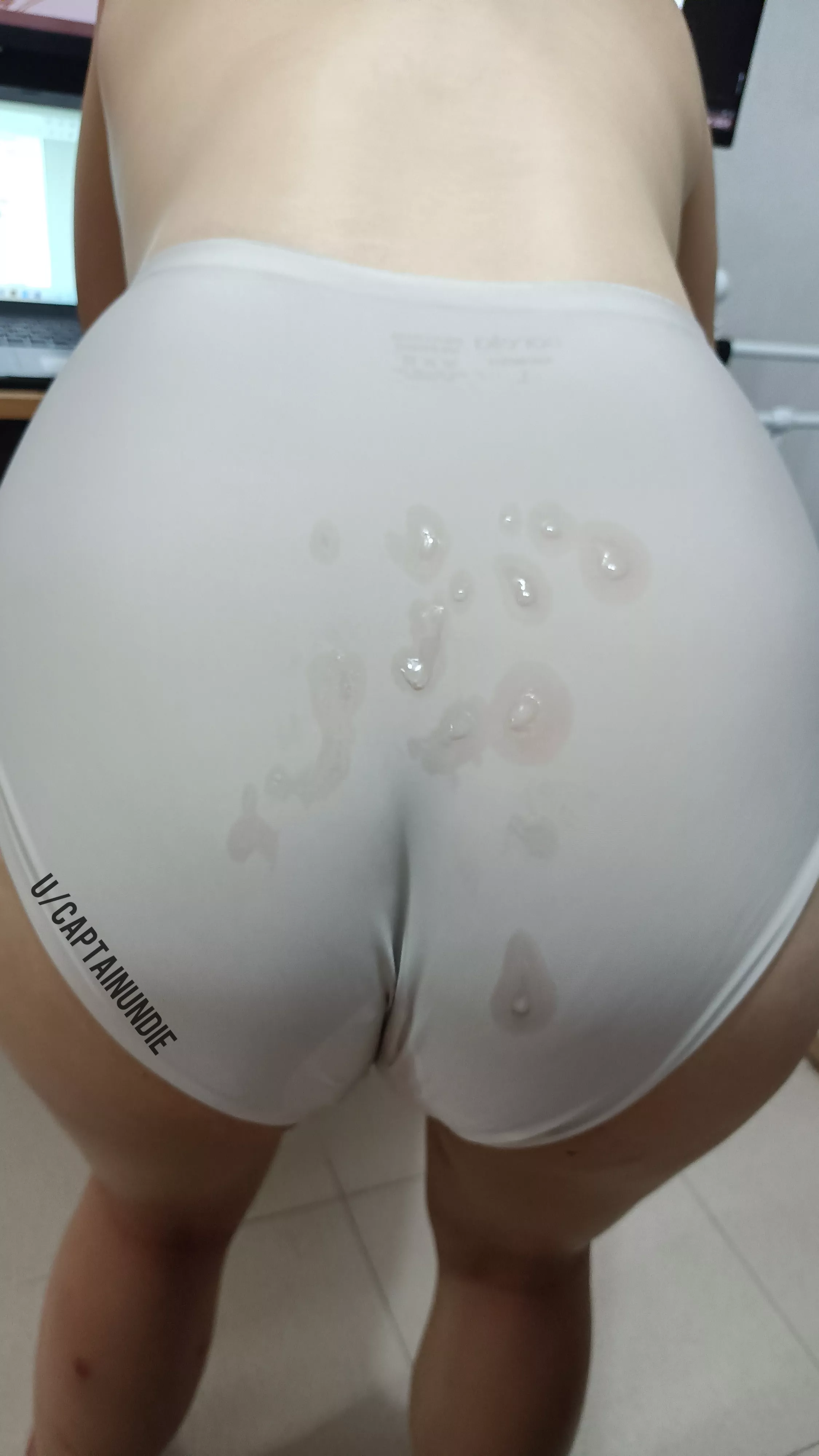 Shot out lots of cum on my GF's panties