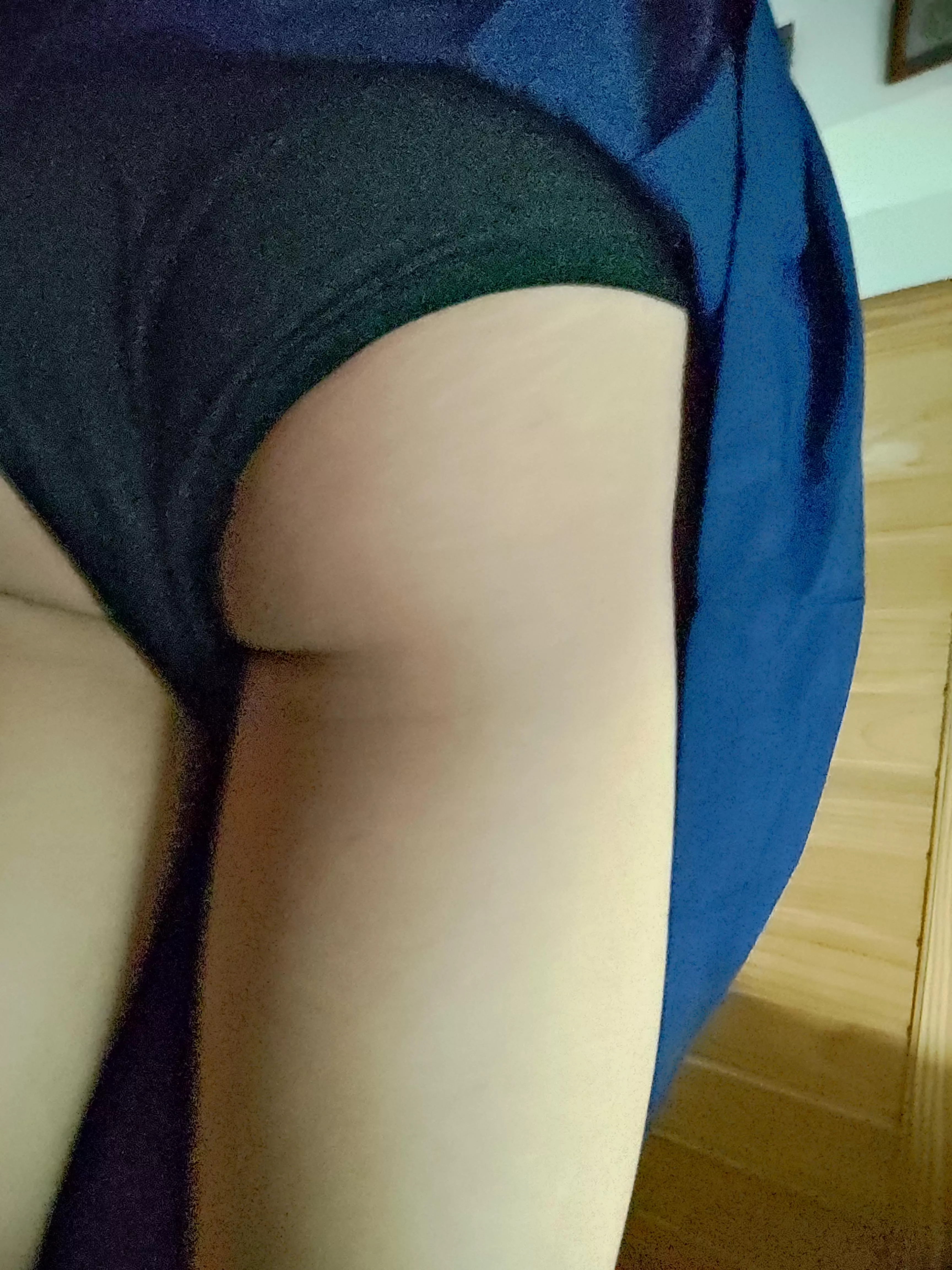 Skirt lifted with my black panties