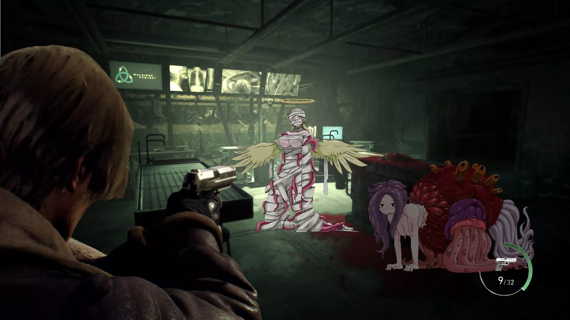 You wake up with a headache. As your vision comes to, you begin surveying your surroundings. A plated sign reads: “Promestein Labs.” The sight of haphazardly strewn firearms and ammo unnerves you. Suddenly, a door buzzes open. Stepping into the unkno