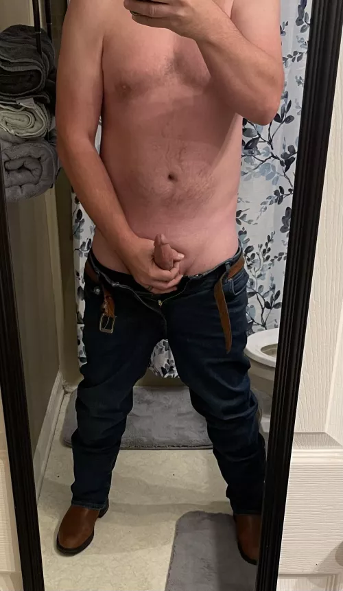 [46] Daddy’s jeans and boots stay on or come off?