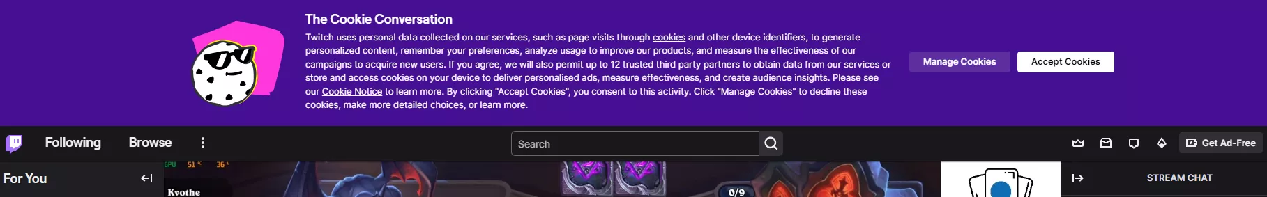 Cannot remove cookies banner