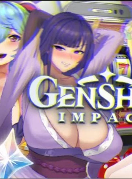 LF Color Source: 1girl, purple hair, purple eyes, blushing, arms above head, Big Tits, Huge tits, Big Breasts, Genshin Impact, Raiden Shogun, Purple Kimono