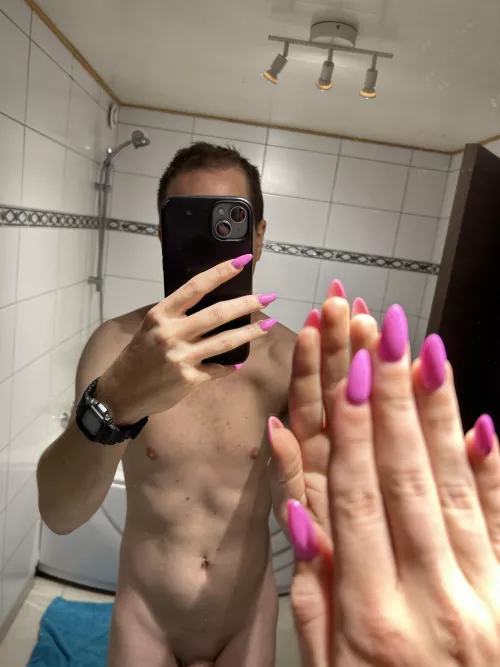 Long pink nails