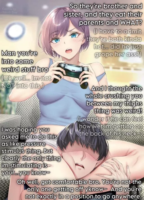 Playing games with you Big Sis while she crushes your head with her thighs [F] [Incest] [MalePOV] [Femdom] [Inner Thoughts] (Artist: Gentsuki)