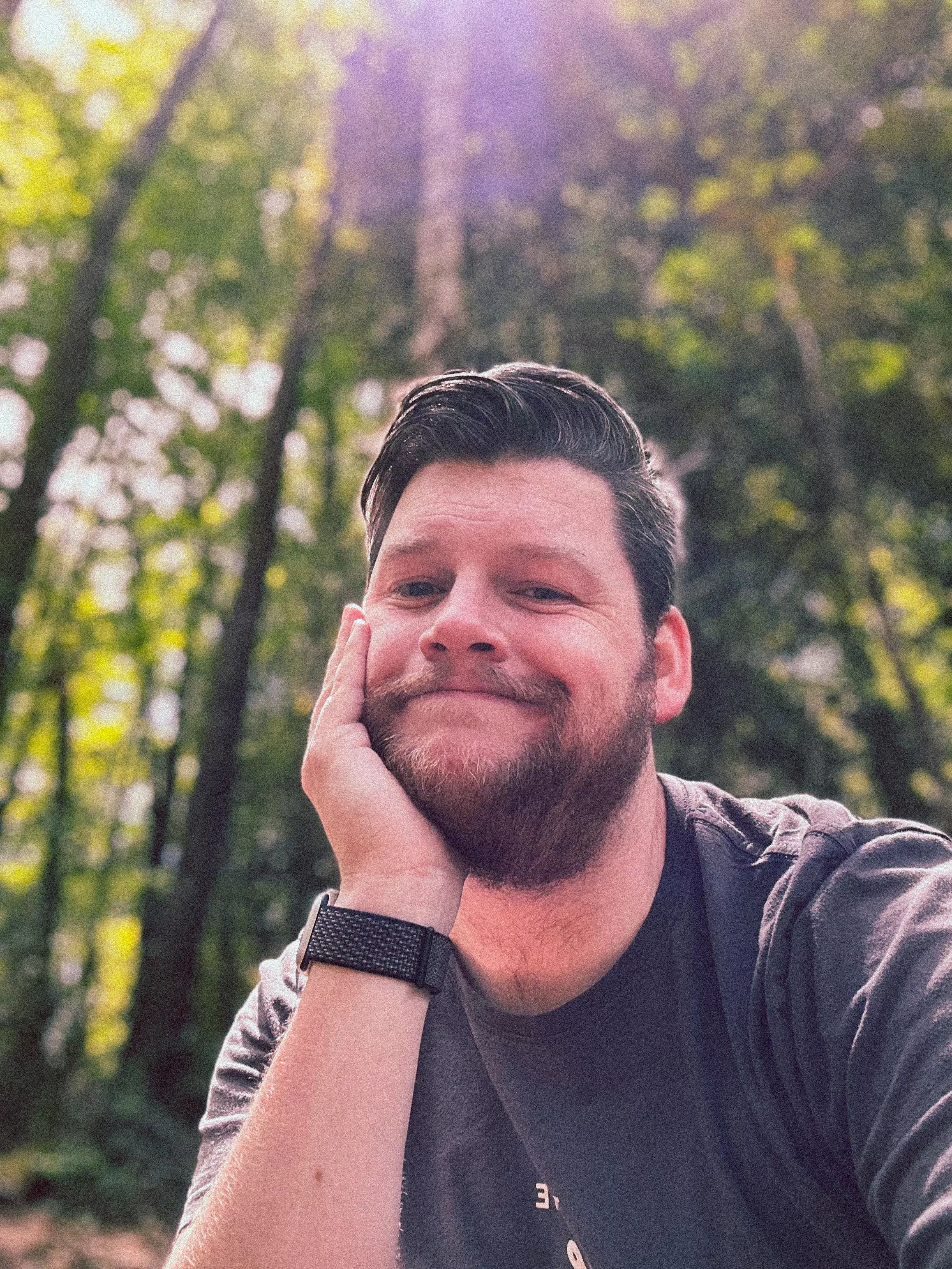 Took a selfie break while walking through the forest