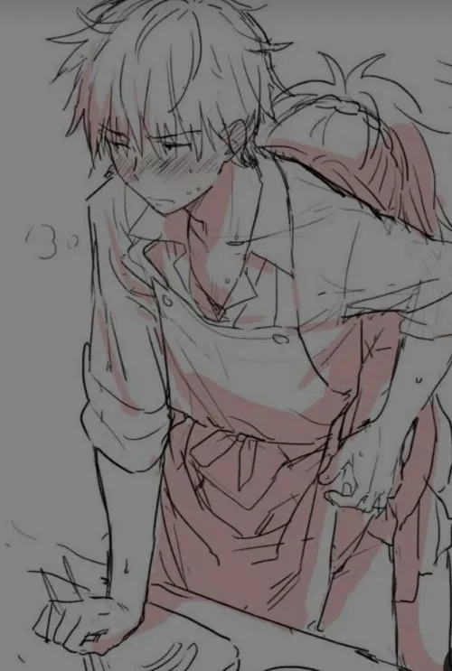 When he is making you lunch, but what you really wanna eat is him